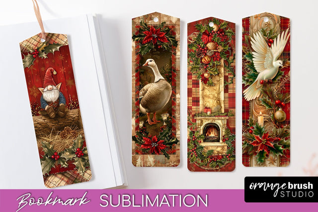 Vintage Christmas Bookmark - Retro Christmas Bookmarks PNG Sublimation OrangeBrushStudio 