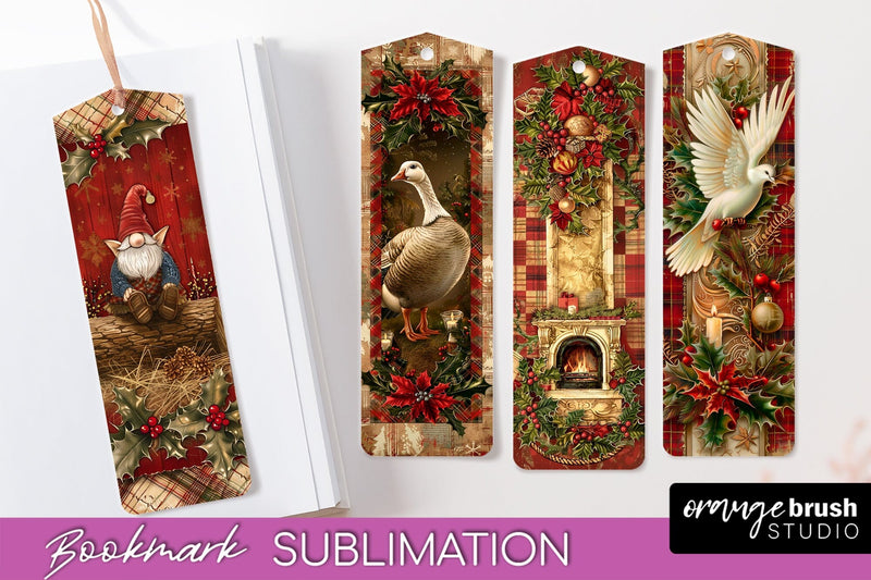 Vintage Christmas Bookmark - Retro Christmas Bookmarks PNG Sublimation OrangeBrushStudio 