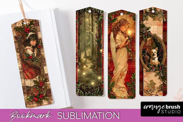 Vintage Christmas Bookmark - Retro Christmas Bookmarks PNG Sublimation OrangeBrushStudio 