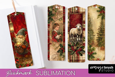 Vintage Christmas Bookmark - Retro Christmas Bookmarks PNG Sublimation OrangeBrushStudio 