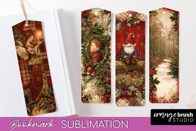 Vintage Christmas Bookmark - Retro Christmas Bookmarks PNG Sublimation OrangeBrushStudio 