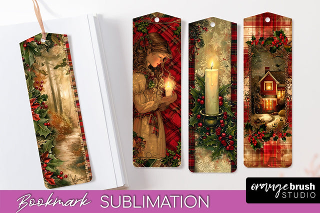 Vintage Christmas Bookmark - Retro Christmas Bookmarks PNG Sublimation OrangeBrushStudio 