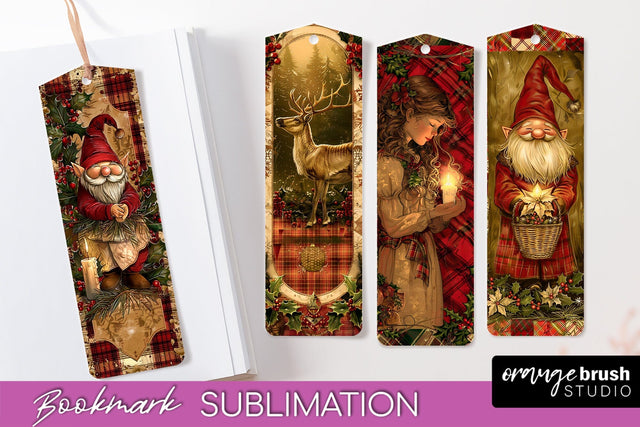 Vintage Christmas Bookmark - Retro Christmas Bookmarks PNG Sublimation OrangeBrushStudio 