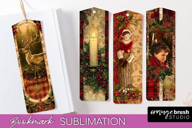 Vintage Christmas Bookmark - Retro Christmas Bookmarks PNG Sublimation OrangeBrushStudio 