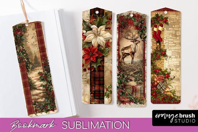 Vintage Christmas Bookmark - Retro Christmas Bookmarks PNG Sublimation OrangeBrushStudio 