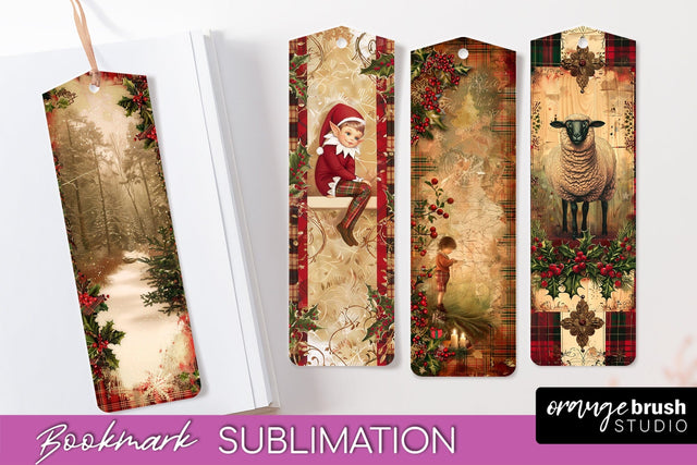 Vintage Christmas Bookmark - Retro Christmas Bookmarks PNG Sublimation OrangeBrushStudio 