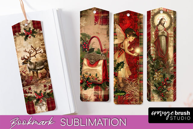 Vintage Christmas Bookmark - Retro Christmas Bookmarks PNG Sublimation OrangeBrushStudio 
