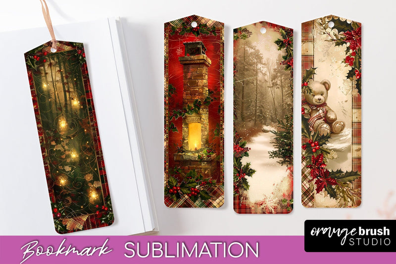 Vintage Christmas Bookmark - Retro Christmas Bookmarks PNG Sublimation OrangeBrushStudio 