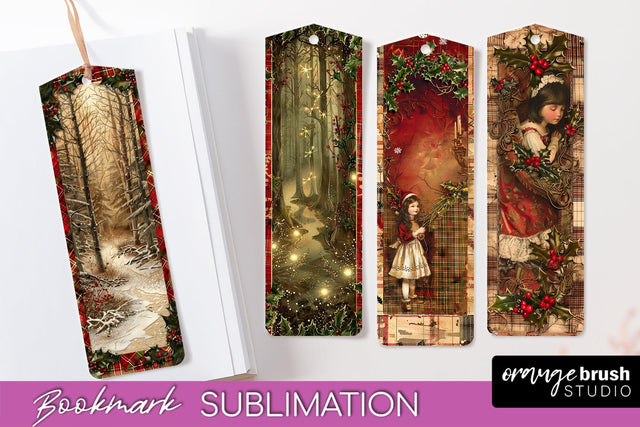 Vintage Christmas Bookmark - Retro Christmas Bookmarks PNG Sublimation OrangeBrushStudio 