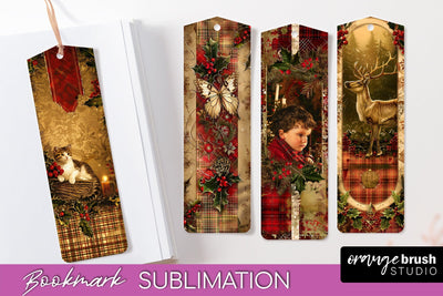 Vintage Christmas Bookmark - Retro Christmas Bookmarks PNG Sublimation OrangeBrushStudio 