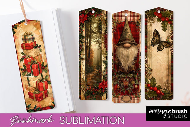 Vintage Christmas Bookmark - Retro Christmas Bookmarks PNG Sublimation OrangeBrushStudio 
