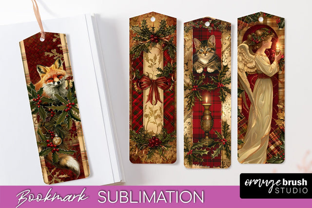 Vintage Christmas Bookmark - Retro Christmas Bookmarks PNG Sublimation OrangeBrushStudio 