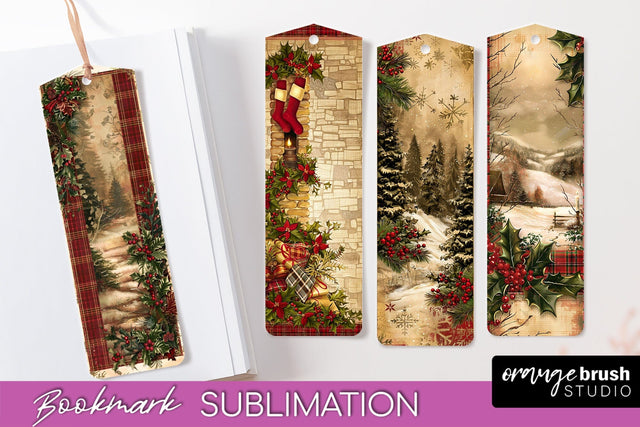 Vintage Christmas Bookmark - Retro Christmas Bookmarks PNG Sublimation OrangeBrushStudio 