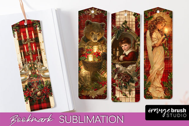 Vintage Christmas Bookmark - Retro Christmas Bookmarks PNG Sublimation OrangeBrushStudio 