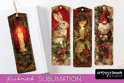 Vintage Christmas Bookmark - Retro Christmas Bookmarks PNG Sublimation OrangeBrushStudio 