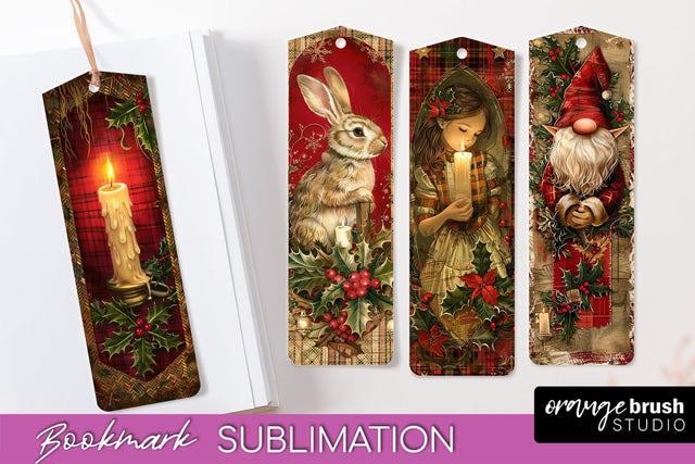 Vintage Christmas Bookmark - Retro Christmas Bookmarks PNG Sublimation OrangeBrushStudio 