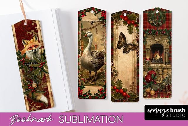 Vintage Christmas Bookmark - Retro Christmas Bookmarks PNG Sublimation OrangeBrushStudio 