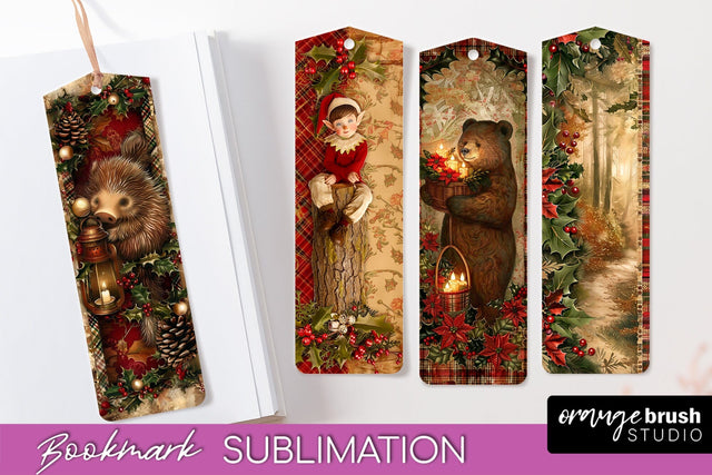 Vintage Christmas Bookmark - Retro Christmas Bookmarks PNG Sublimation OrangeBrushStudio 