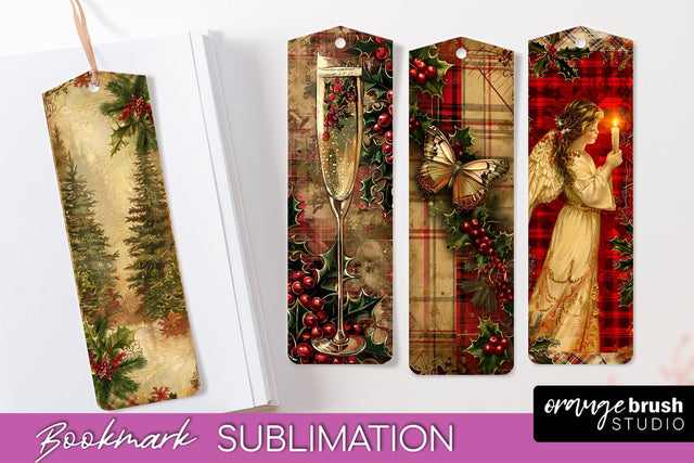 Vintage Christmas Bookmark - Retro Christmas Bookmarks PNG Sublimation OrangeBrushStudio 