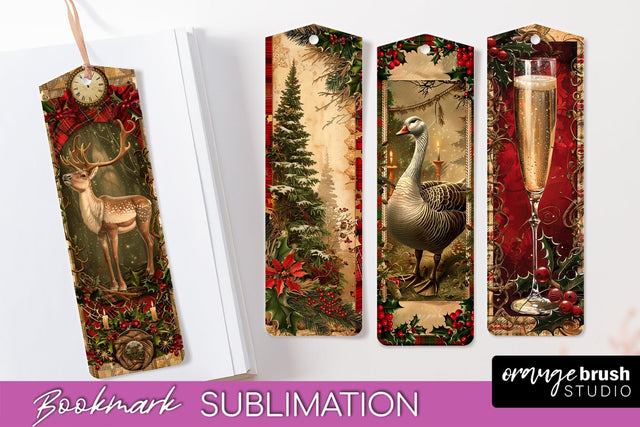 Vintage Christmas Bookmark - Retro Christmas Bookmarks PNG Sublimation OrangeBrushStudio 