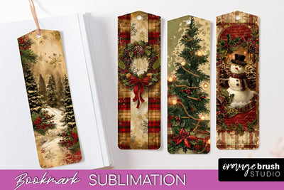 Vintage Christmas Bookmark - Retro Christmas Bookmarks PNG Sublimation OrangeBrushStudio 