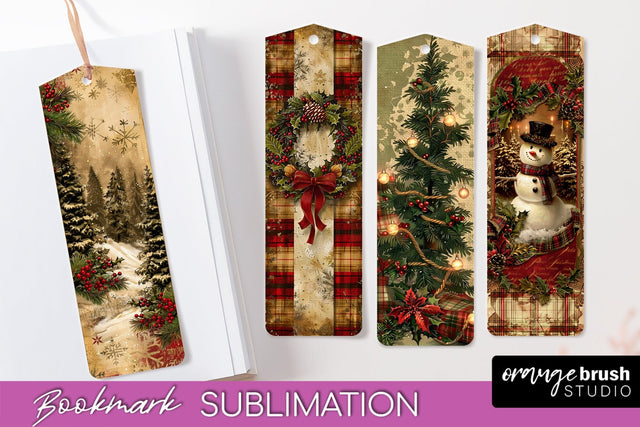 Vintage Christmas Bookmark - Retro Christmas Bookmarks PNG Sublimation OrangeBrushStudio 