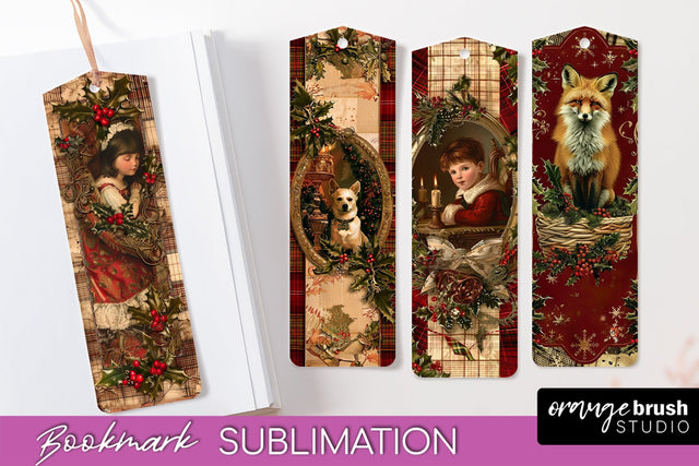 Vintage Christmas Bookmark - Retro Christmas Bookmarks PNG Sublimation OrangeBrushStudio 