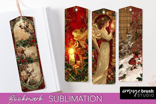 Vintage Christmas Bookmark - Retro Christmas Bookmarks PNG Sublimation OrangeBrushStudio 