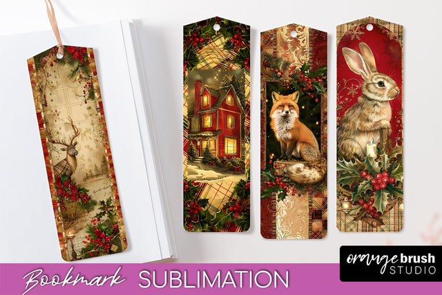 Vintage Christmas Bookmark - Retro Christmas Bookmarks PNG Sublimation OrangeBrushStudio 