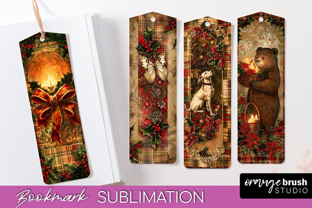 Vintage Christmas Bookmark - Retro Christmas Bookmarks PNG Sublimation OrangeBrushStudio 