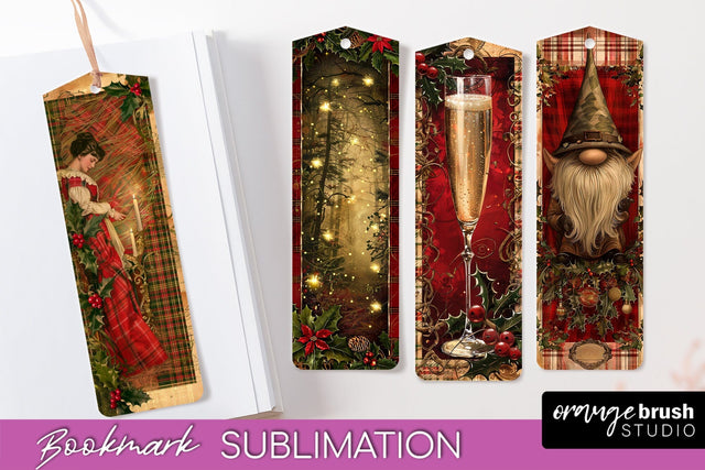 Vintage Christmas Bookmark - Retro Christmas Bookmarks PNG Sublimation OrangeBrushStudio 