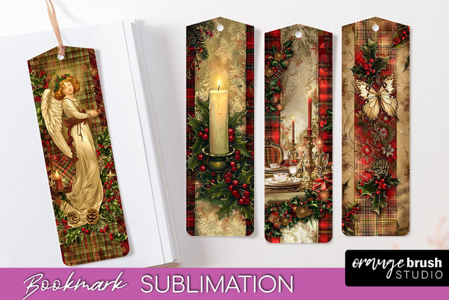 Vintage Christmas Bookmark - Retro Christmas Bookmarks PNG Sublimation OrangeBrushStudio 
