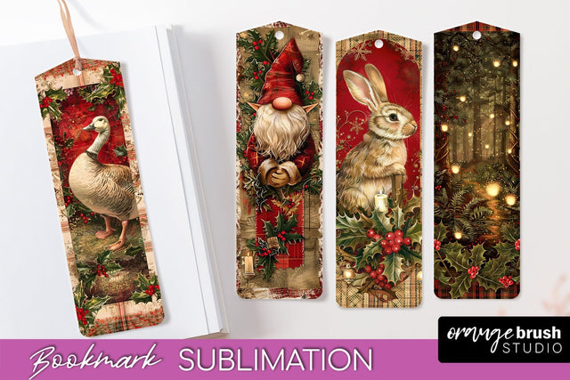 Vintage Christmas Bookmark - Retro Christmas Bookmarks PNG Sublimation OrangeBrushStudio 