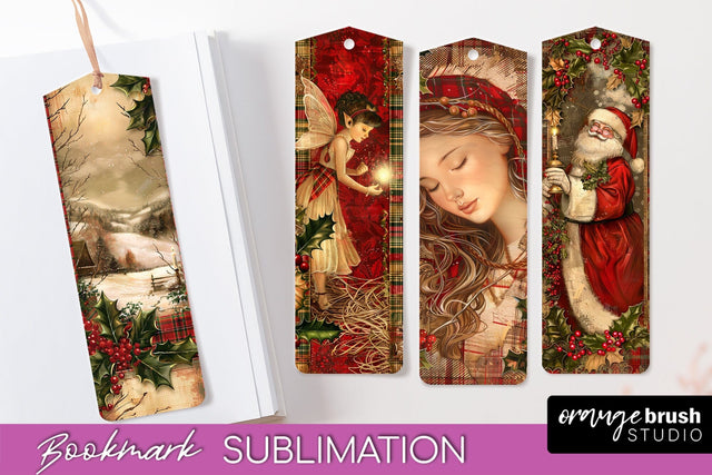 Vintage Christmas Bookmark - Retro Christmas Bookmarks PNG Sublimation OrangeBrushStudio 