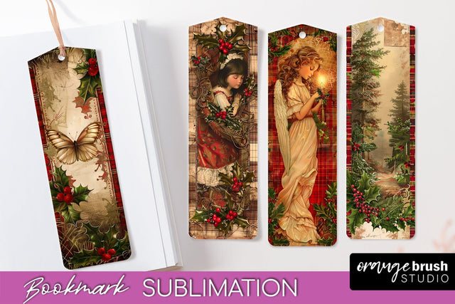 Vintage Christmas Bookmark - Retro Christmas Bookmarks PNG Sublimation OrangeBrushStudio 