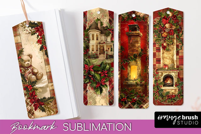 Vintage Christmas Bookmark - Retro Christmas Bookmarks PNG Sublimation OrangeBrushStudio 