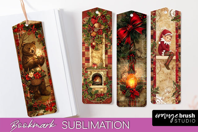 Vintage Christmas Bookmark - Retro Christmas Bookmarks PNG Sublimation OrangeBrushStudio 