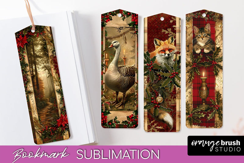 Vintage Christmas Bookmark - Retro Christmas Bookmarks PNG Sublimation OrangeBrushStudio 