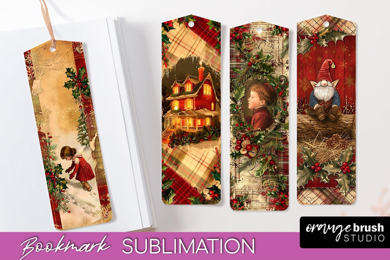 Vintage Christmas Bookmark - Retro Christmas Bookmarks PNG Sublimation OrangeBrushStudio 