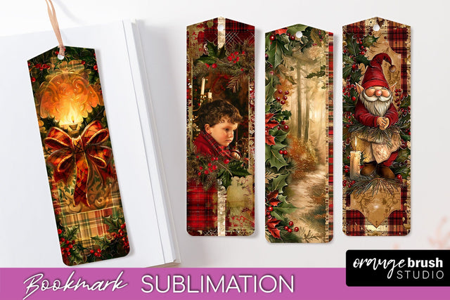 Vintage Christmas Bookmark - Retro Christmas Bookmarks PNG Sublimation OrangeBrushStudio 