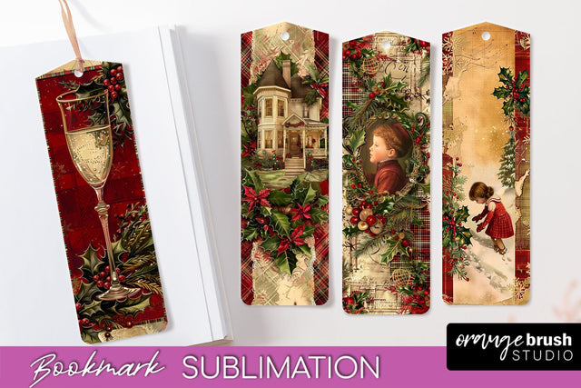 Vintage Christmas Bookmark - Retro Christmas Bookmarks PNG Sublimation OrangeBrushStudio 