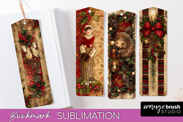 Vintage Christmas Bookmark - Retro Christmas Bookmarks PNG Sublimation OrangeBrushStudio 