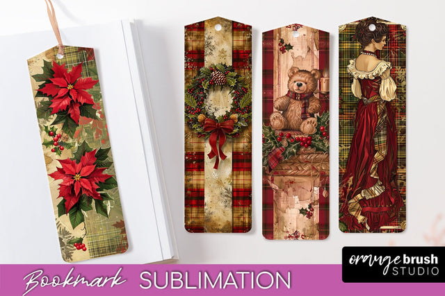 Vintage Christmas Bookmark - Retro Christmas Bookmarks PNG Sublimation OrangeBrushStudio 