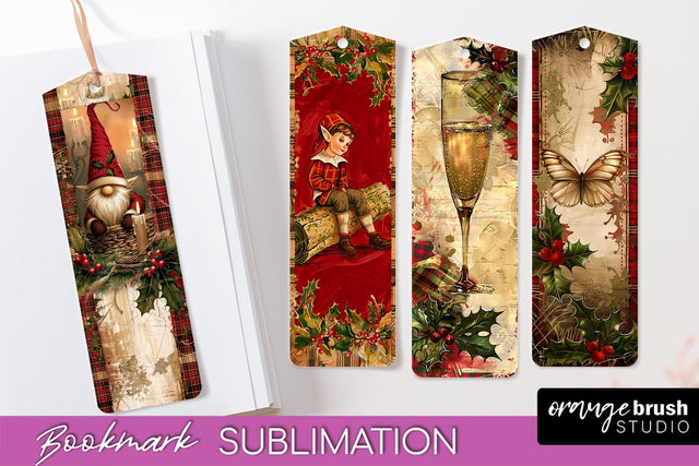 Vintage Christmas Bookmark - Retro Christmas Bookmarks PNG Sublimation OrangeBrushStudio 