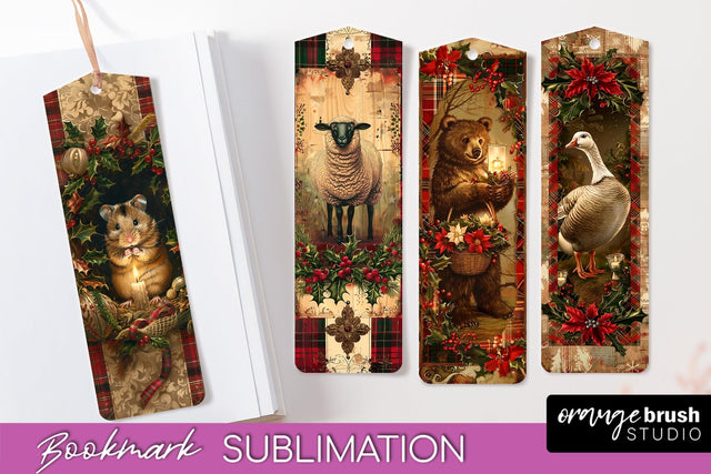 Vintage Christmas Bookmark - Retro Christmas Bookmarks PNG Sublimation OrangeBrushStudio 