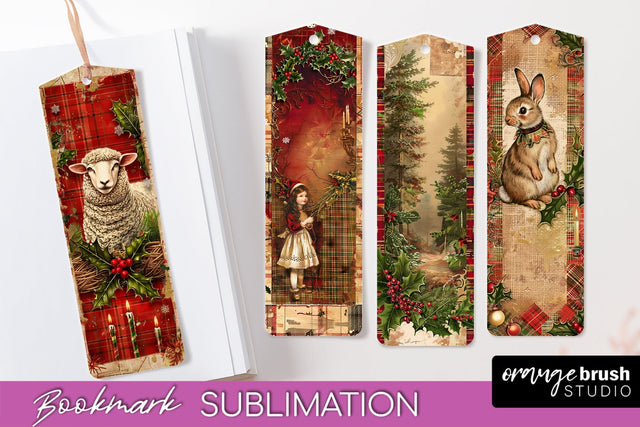 Vintage Christmas Bookmark - Retro Christmas Bookmarks PNG Sublimation OrangeBrushStudio 