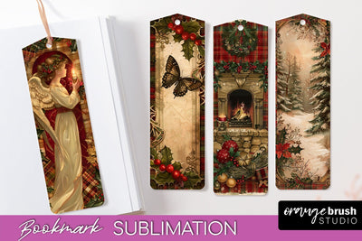 Vintage Christmas Bookmark - Retro Christmas Bookmarks PNG Sublimation OrangeBrushStudio 