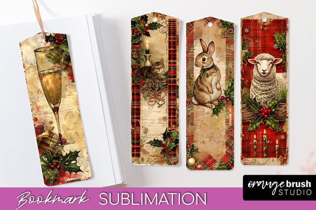 Vintage Christmas Bookmark - Retro Christmas Bookmarks PNG Sublimation OrangeBrushStudio 