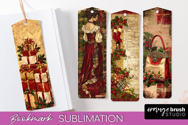 Vintage Christmas Bookmark - Retro Christmas Bookmarks PNG Sublimation OrangeBrushStudio 