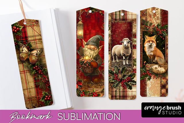 Vintage Christmas Bookmark - Retro Christmas Bookmarks PNG Sublimation OrangeBrushStudio 